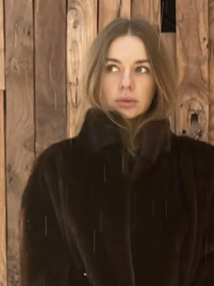 

Женское пальто из искусственного меха с завязками на талии, шикарная теплая куртка с длинным рукавом и воротником-стойкой, карманами, женские зимние повседневные уличные пальто