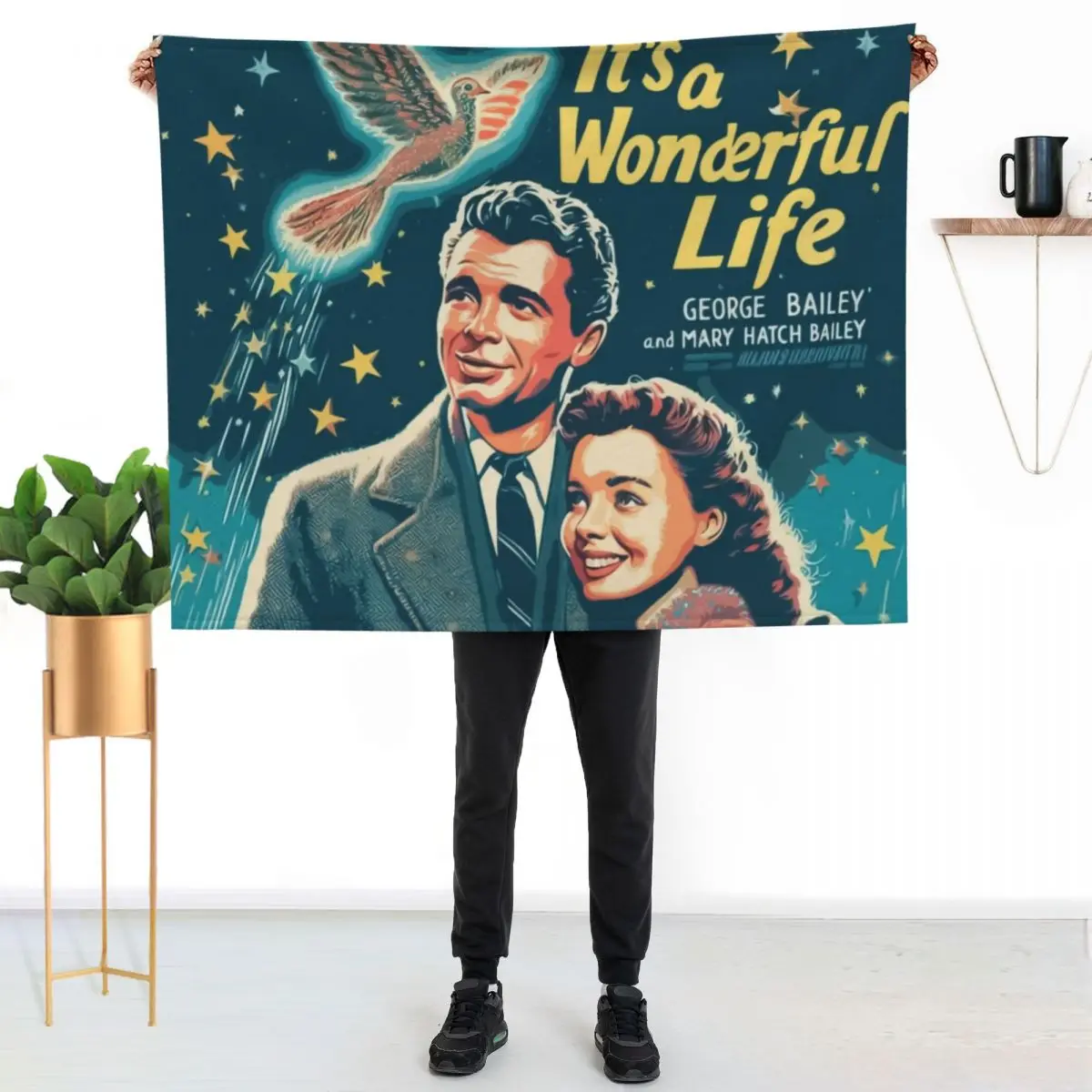 It's A Wonderful Life - Christmas Movie Every Time A Bell Rings An Angel gets its wings Vintage Throw Blanket