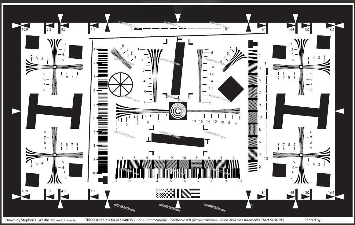 Original 2000 Line ISO 12233 Resolution Test Card Security Engineering Tester 2x