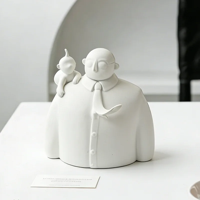 Creative Resin Father and Son Sculpture Ornaments Living Room Bedroom Entrance Office Desktop Figure Statue Crafts Birthday Gift