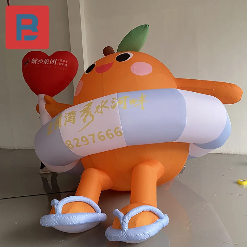 Inflatable orange pipa fruit festival swimming circle sitting Orange Bazaar Exhibition Card Drainage Mall display