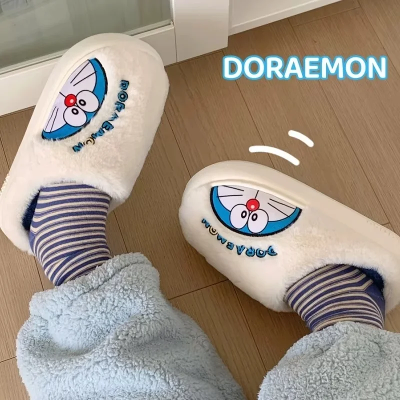 New Winter Cute Cartoon Doraemon Slippers Women Fashion Warm Comfortable Quiet Leisure Home Non-Slip Warm Size 36-45 Slippers