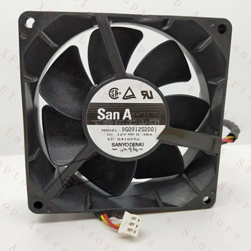 F for Sanyo 9G0912S2D01 DC12V 0.38A 9032 9cm 3-wire cooling fan