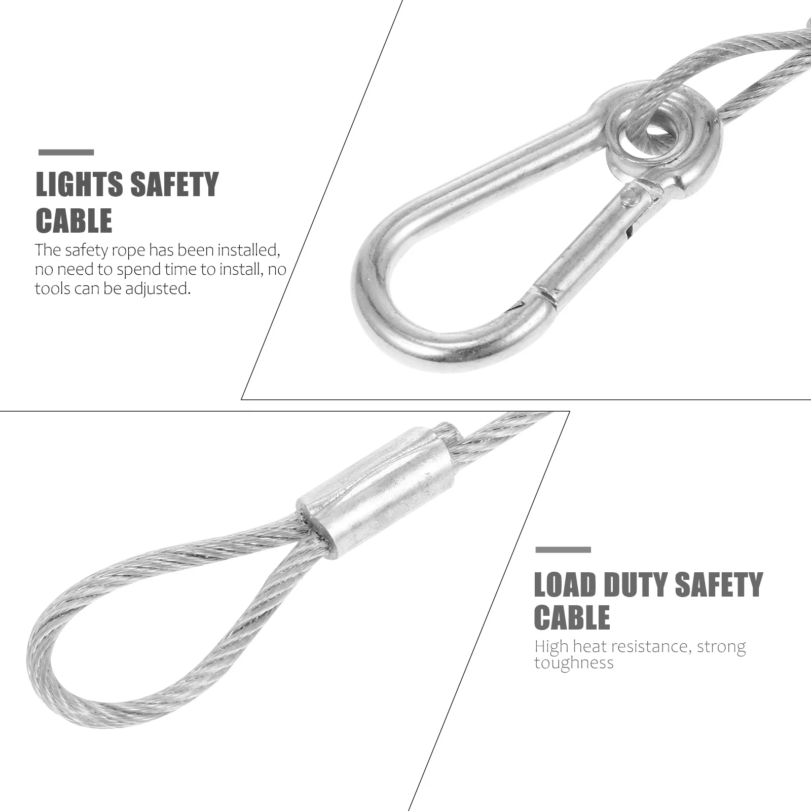 

5Pcs Safety Rope Preferred Stainless Steel Wire Load Duty Light Protective Accessories Practical Durable