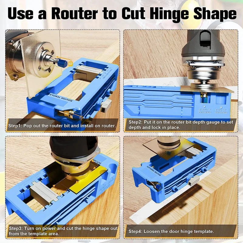 Door Hinge Router Template,Door Clamps Mortise,Door Mounting Kit Fits 90 Degree Anglesand Door Hinges with Type Square-A56M