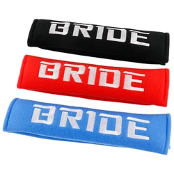 2pcs BRIDE jdm Style Cotton Seat Belt Cover Soft Harness Pads seatbelt Shoulder Pad Embroidery Logo