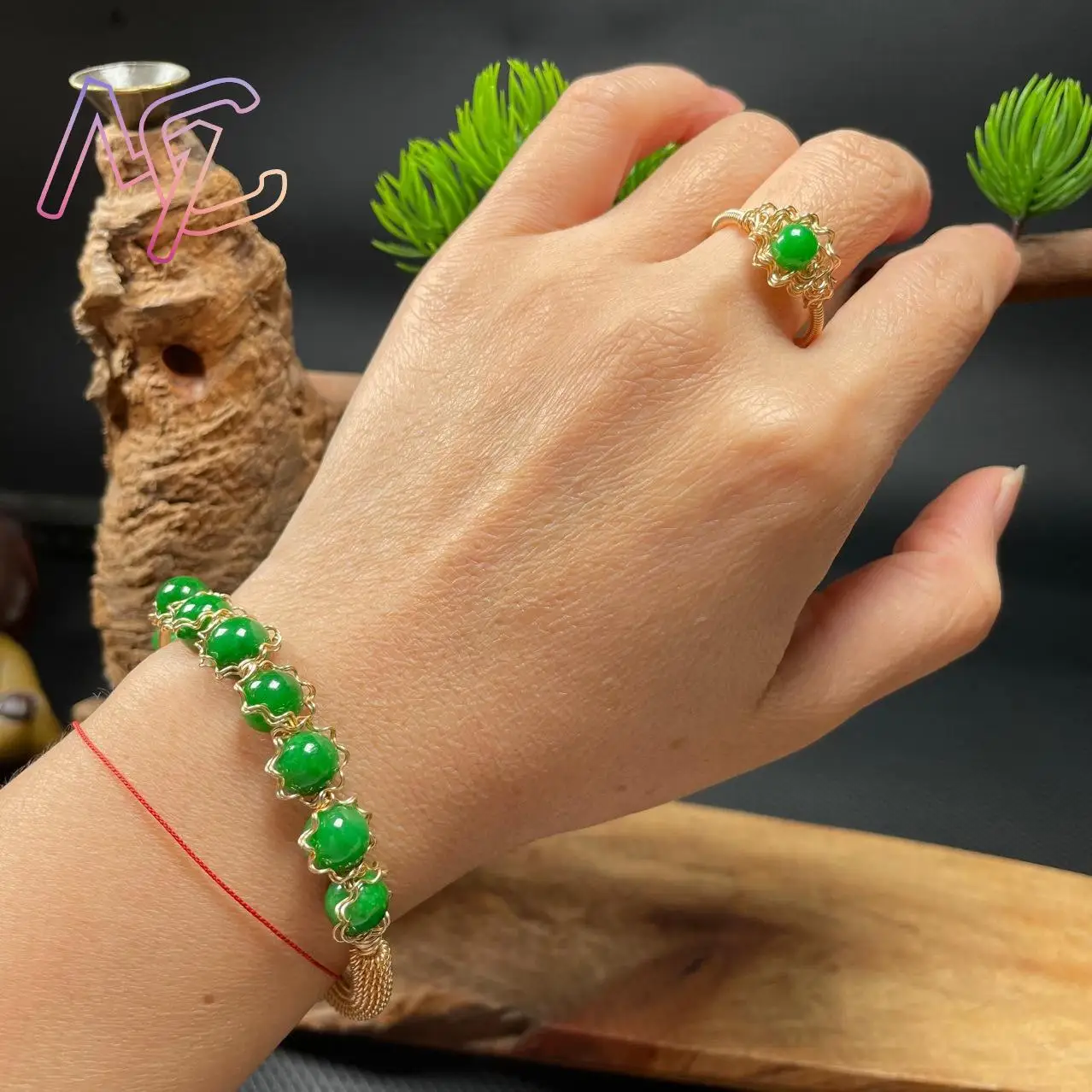 Natural Jade Beads Bracelet Real Jewelry Designer Gifts for Women Lucky Amulet Vintage Charm Ring Luxury Bangle