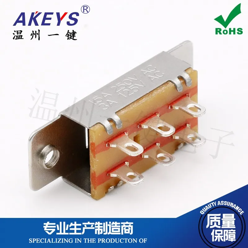 10PCS SS-22K15 Slide Switch 2 Position Vertical Double Row 6 Pin Big Current Slide Contact