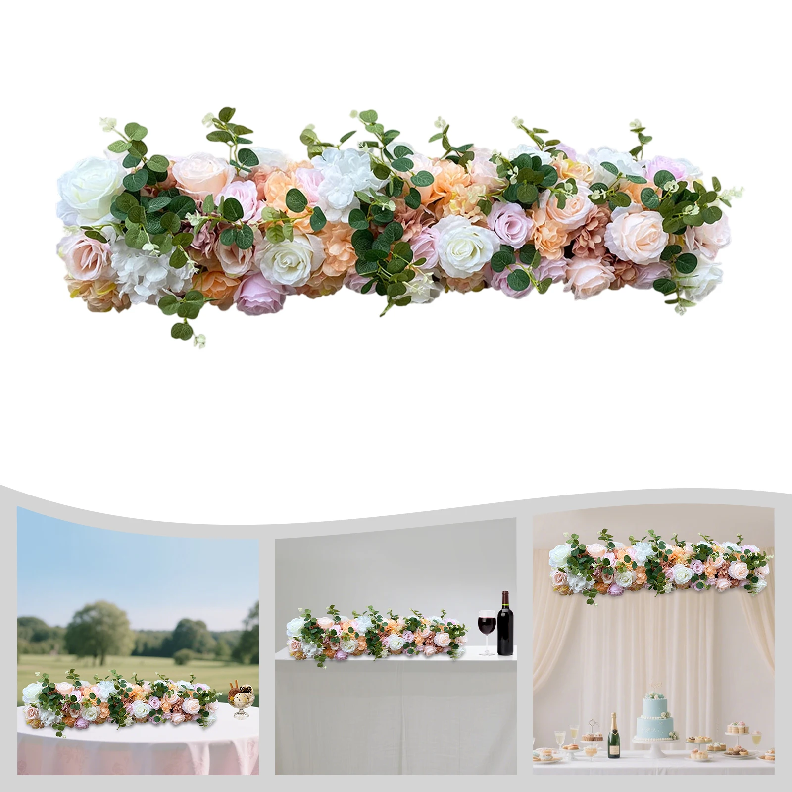 

1-метровый ряд искусственных шелковых цветов для украшения стен, реалистичные 3D искусственные цветы для сада, дома, свадьбы и вечеринки