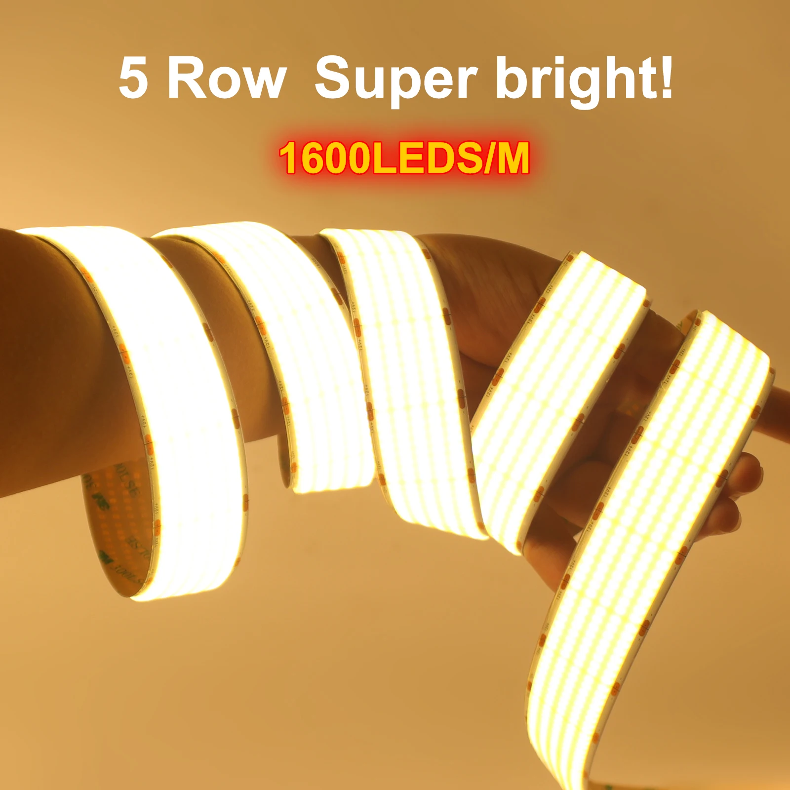 30mm PCB Width COB Strip DC12/24V FOB LED Tape Super Bright 1600LEDs/m Flexible Ribbon Rope LED Lights Warm Natural Cold White