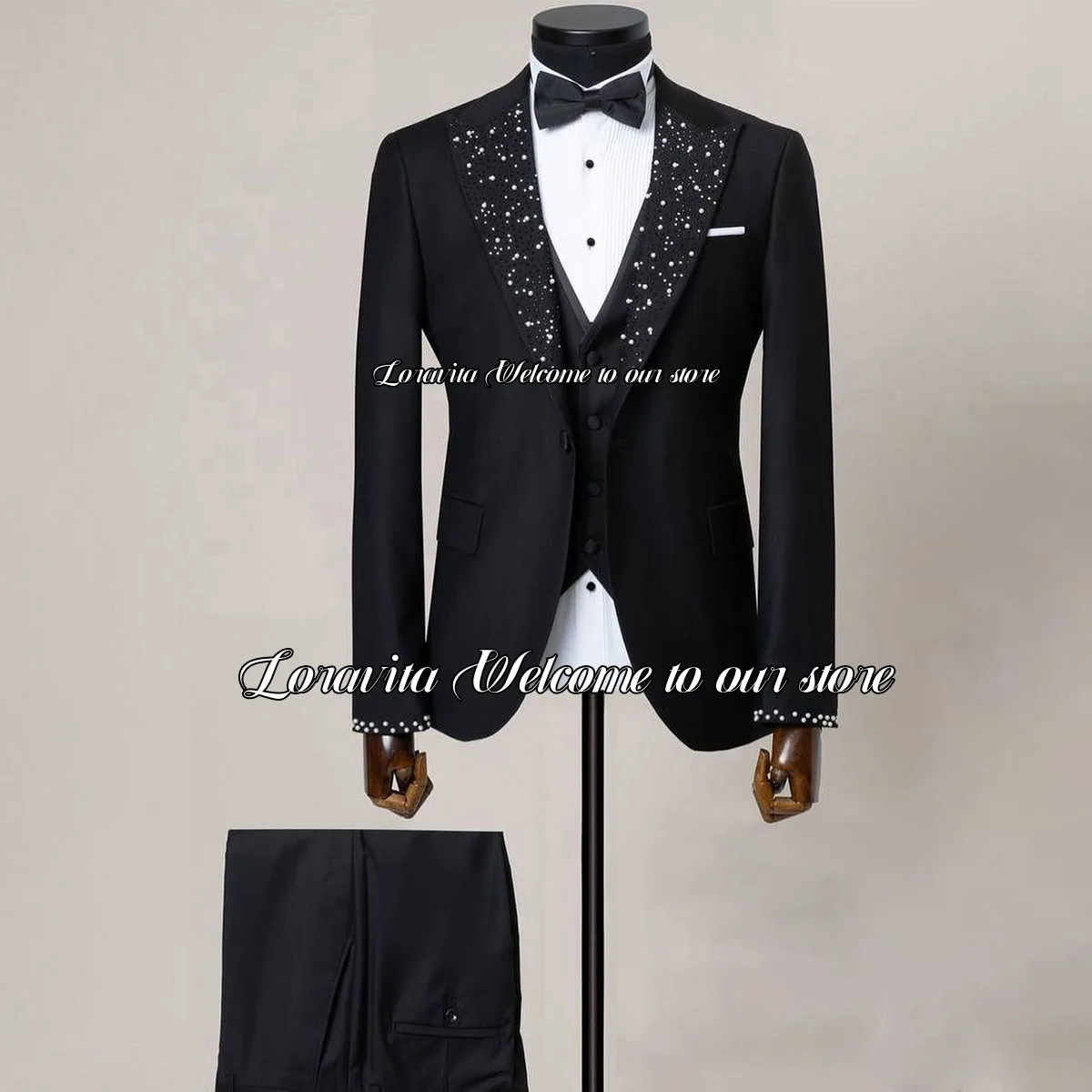 

Sparkle Diamond 3 Pieces Sets Wedding Groom Luxury Beaded Tuxedos Men Suits Dinner Party Male Prom Blazers Slim Ternos Completo