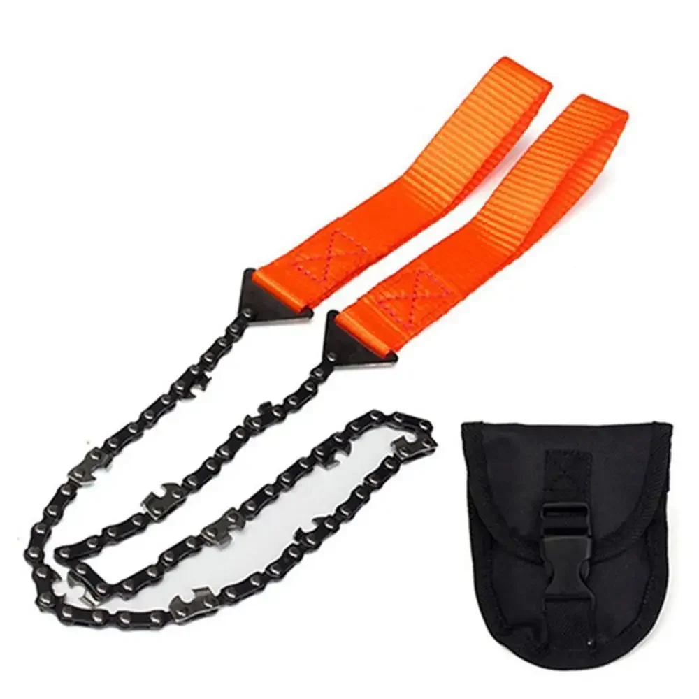 2 pieces Portable Survival Chain Saw Chainsaws Emergency Camping Hiking Tool Pocket Hand Tool Pouch Outdoor Pocket Chain Saw