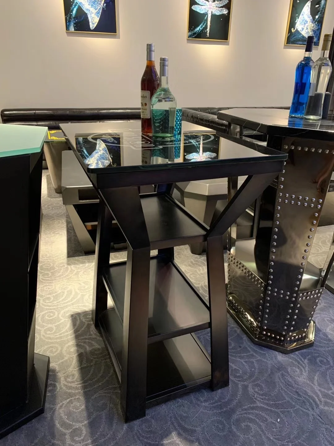 Новый современный дизайн, стальной мобильный портативный ночной клуб, высокий металлический барный стол для продажи