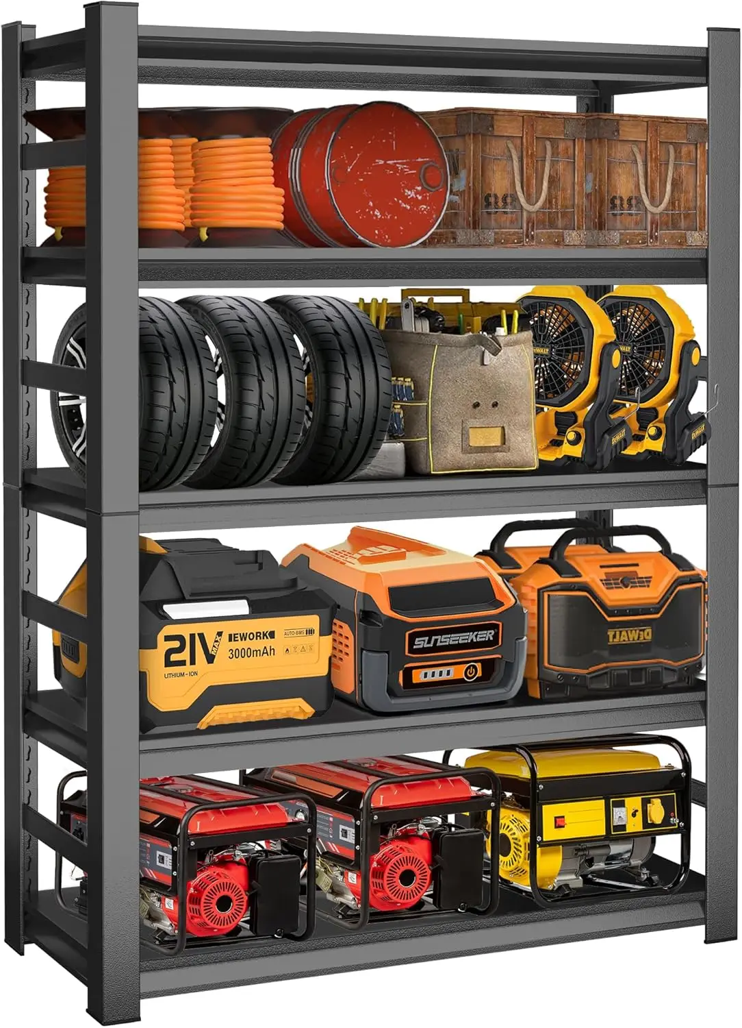 

78""H Garage Shelving Unit And Storage-Easy Assembly Metal Shelves 5-Tier Utility Ra| Heavy-Duty Adjustable Shelf| Steel