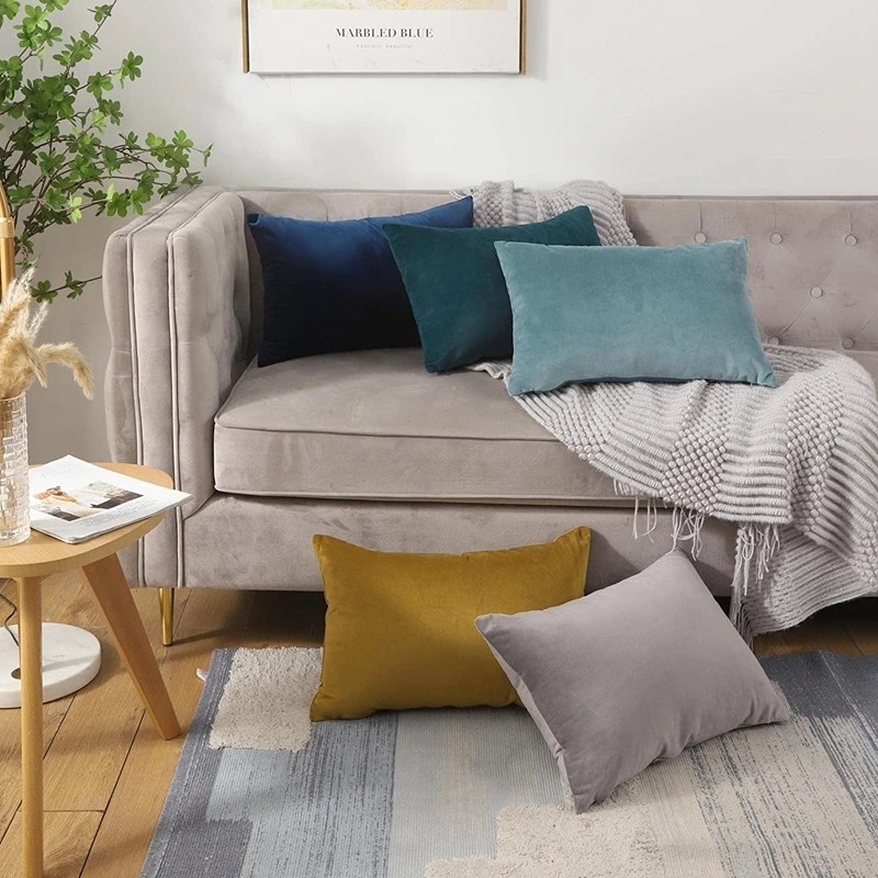 Maßgefertigter Kissenbezug aus Holländischem Samt 30x50cm 40/45/50/55/60cm Einfarbig für Bett, Sofa, Auto und Heimdekoration in Flieder – Detail 5