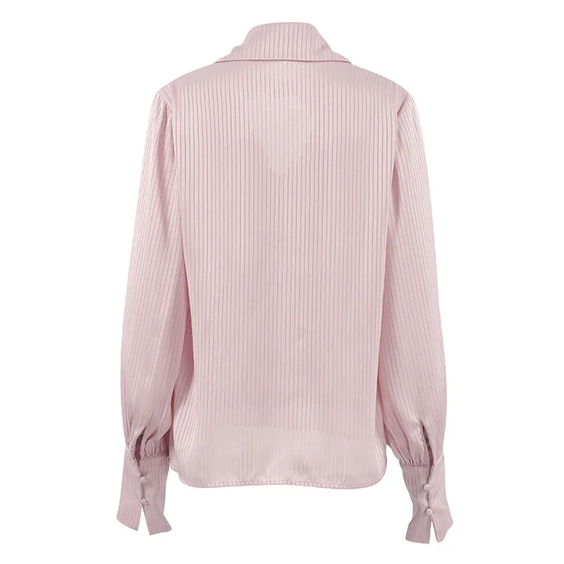 Camisas y blusas blancas para mujer, blusas de manga farol de Jacquard rosa, blusas elegantes extraíbles para mujer, primavera y otoño, 3014