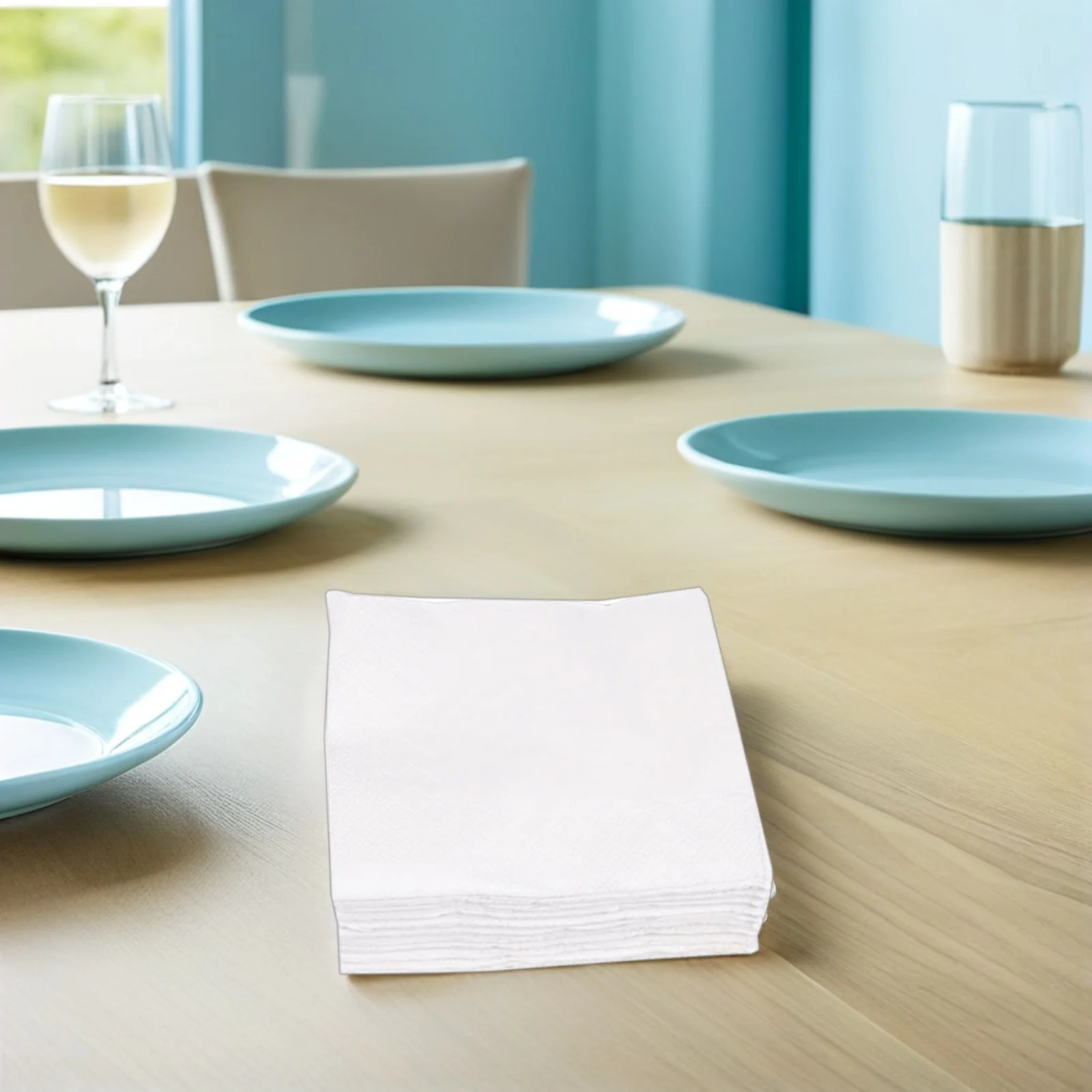 300 ورقة مناديل مربع بيضاء 2 رقائق المناديل الورقية عشاء المناديل مطعم لوازم الحفلات عيد الميلاد عيد ميلاد صديقة للبيئة