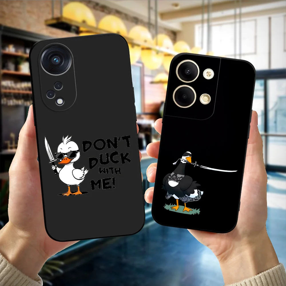 Black Tpu Case For OPPO A16 A16S A55 A94 F17 F19 Pro Reno 4 5 Lite 6 4G 5G Funny Duck