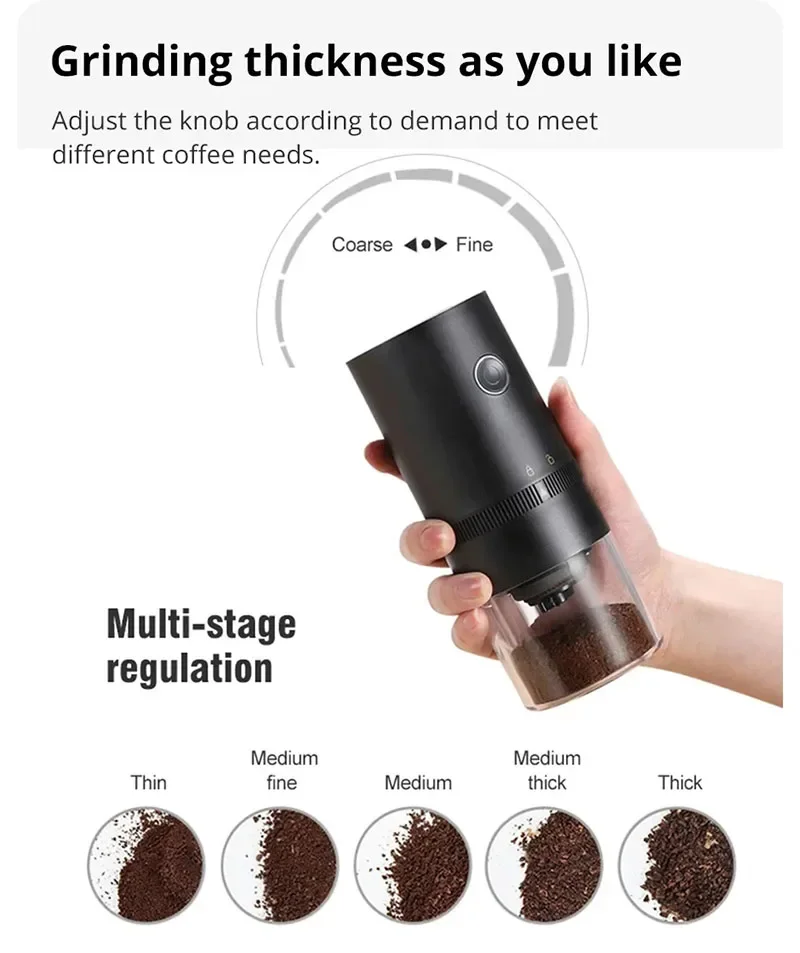 

Portable Coffee Maker Wireless Electric Built-In Battery Rechargeable Outdoor Travel Car Home Automatic Coffee Beans Grinder