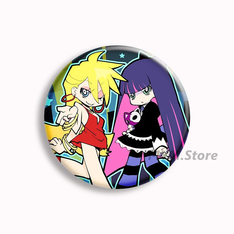 Panty & Stocking Anime Soft Button Pin Panty Stocking Sister Brooch Scanty Kneesocks Cartoon Badge Bag Decor Fans Collect Gifts