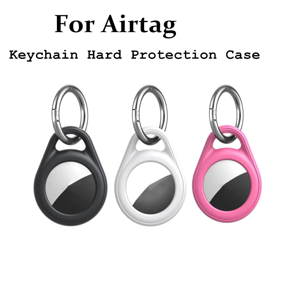 Case for Apple Air tag Holder with Keychain Protective Shell Tracker Accessories Hard PC AntiDrop for Airtags Key Chain Case