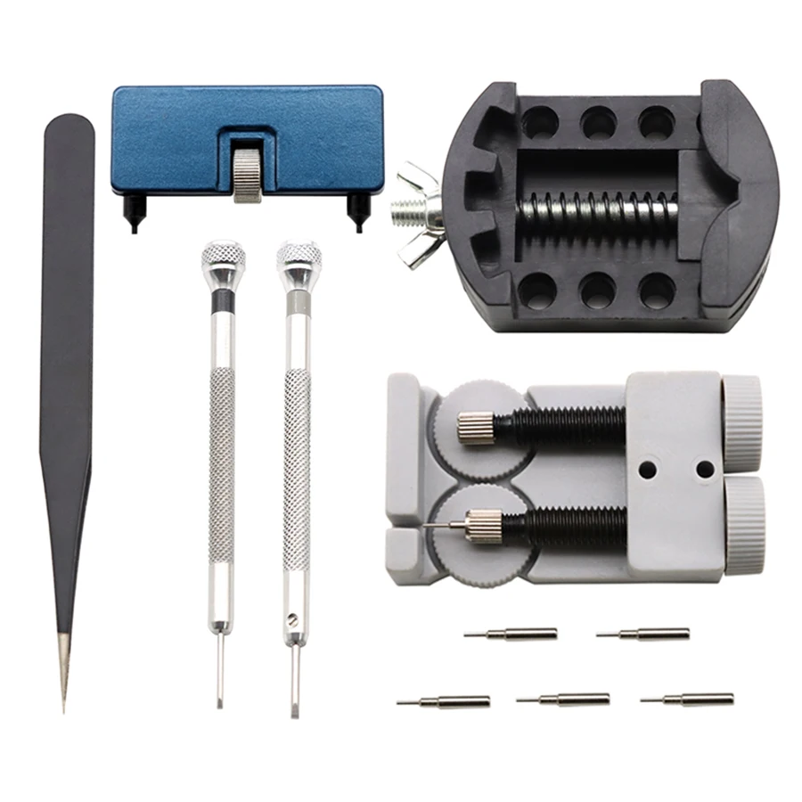 Набор для ремонта часов из 11 предметов, регулируемая длина стального ремешка, открытая задняя крышка часов, инструмент для замены батареи, открывалка для часов