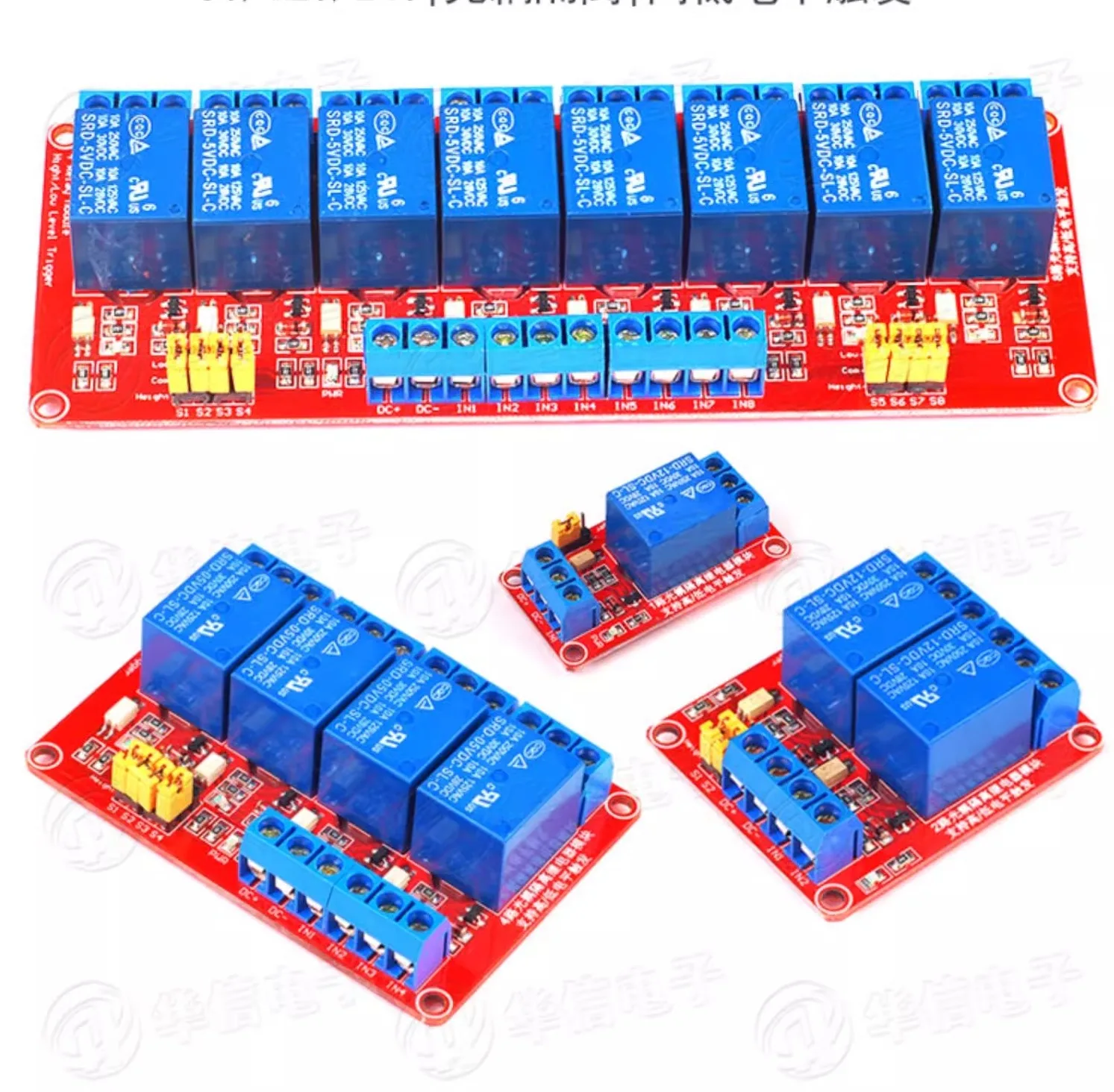 10pcs/lot 1 2 4 8-Channel 5V12V24V Relay Module with Optocoupler Isolation Supporting High and Low Level Triggering  Board