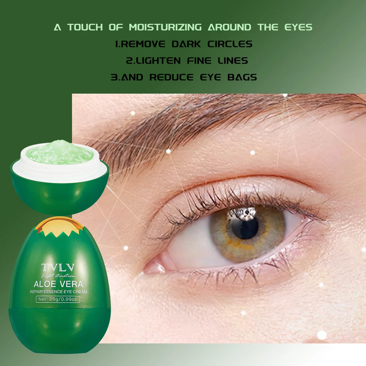 TVLV Aloe Vera Repair Essence Eye Cream Anti Dark Circle Reduce Fine Lines  Firm Loose Under Eye Skin Hydrating