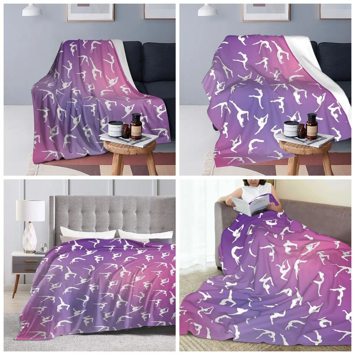 Dance Rhythmic Gymnastics Pattern Blanket Soft Warm Flannel Throw Blanket Bedspread for Bed Travel Home Couch