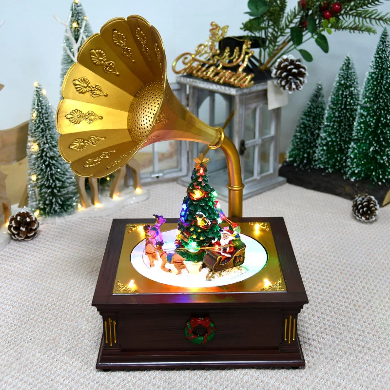 Resin desktop ornaments, carousel decorations, phonograph shaped music box