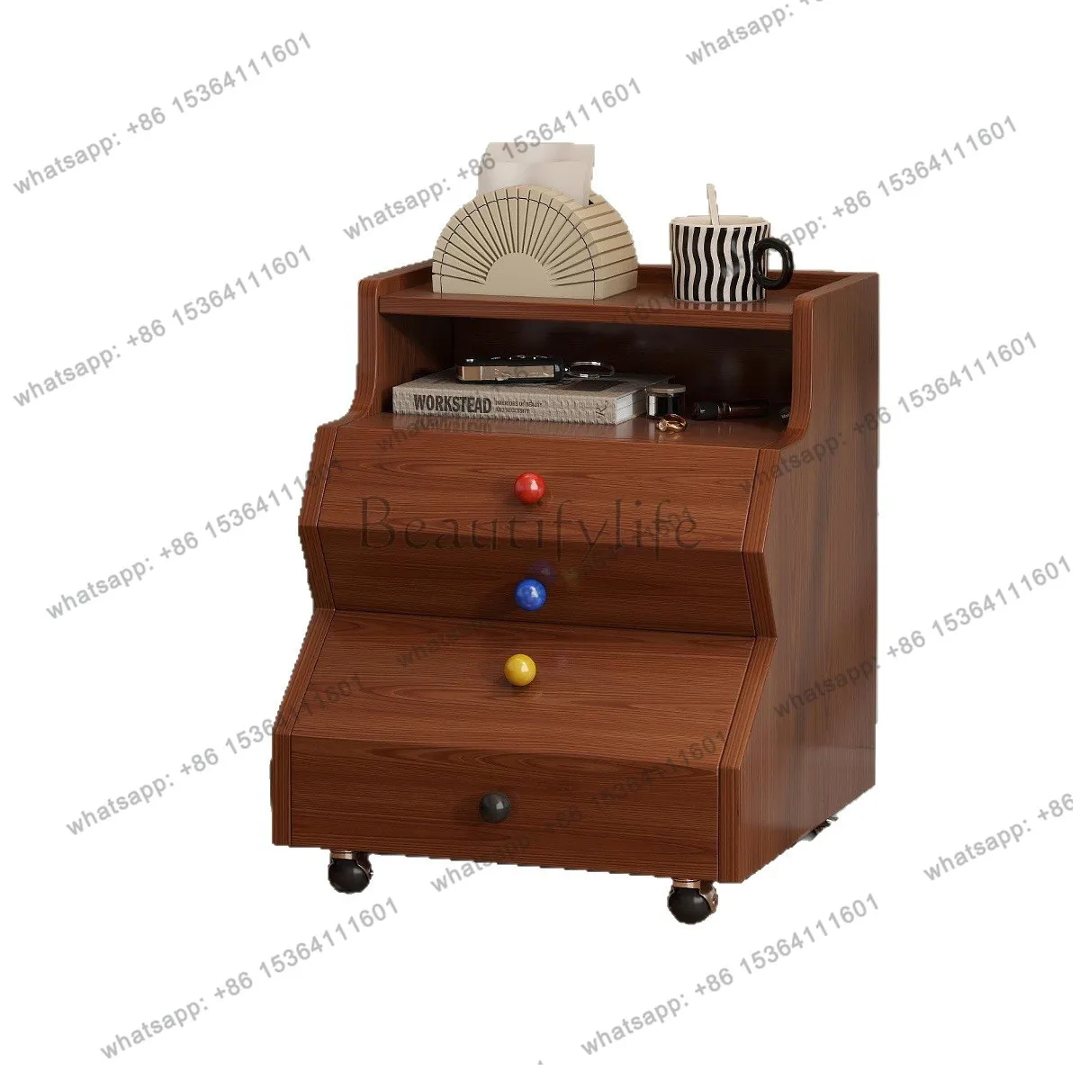 

Bedside table Solid wood antique style removable creative bedside storage cabinet