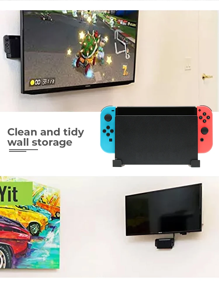 DATA FROG Wall Support Mount Holder Rings Hanger Mural Stand For Nintendo Switch Joycon Oled TV Base Dock Controller Accessories