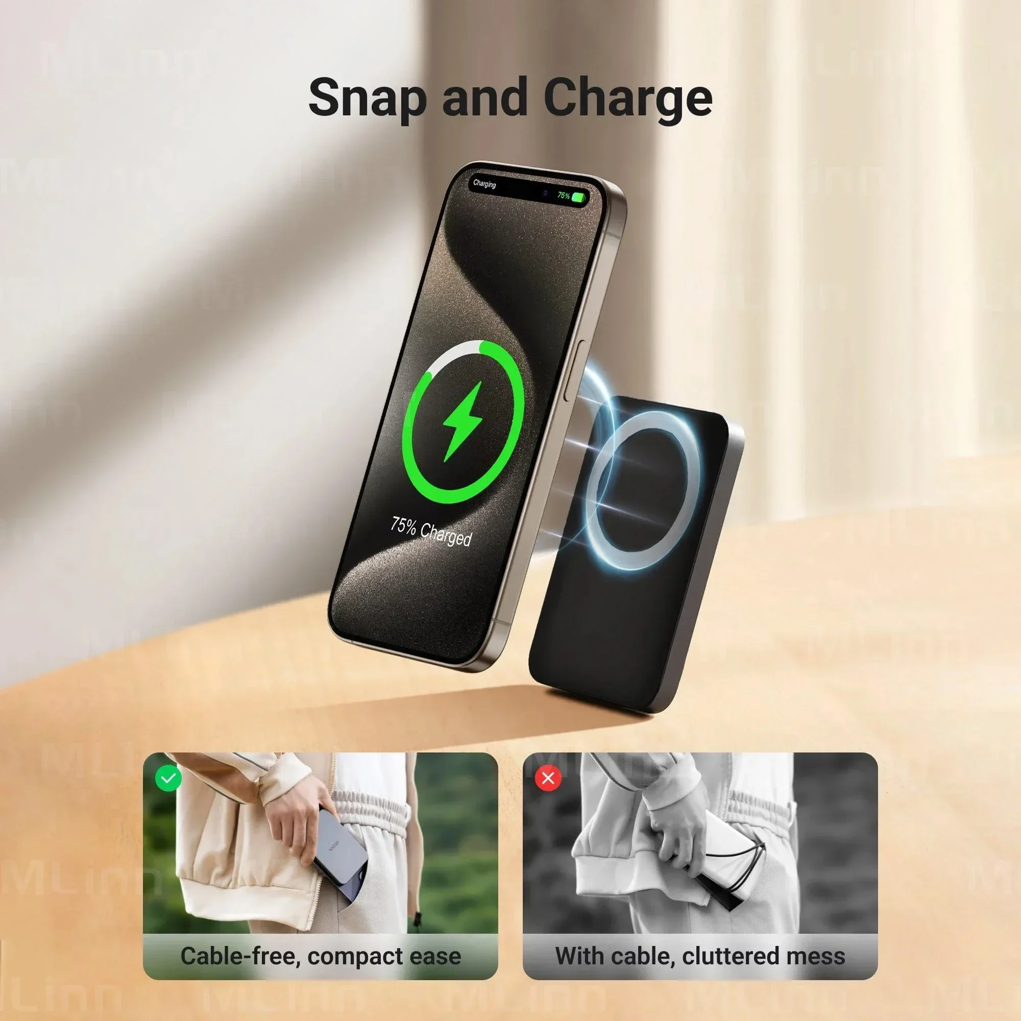 For MagSafe IPhone Samsung Xiaomi Portable Mini Powerbank Spare Battery Charger Magnetic Wireless Power Bank 5000mAh PD20W