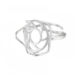 925 Sterling Silver Adjustable Ring Base for 14x15mm Irregular Gemstone Ring Blank Setting DIY Jewelry Making for Women