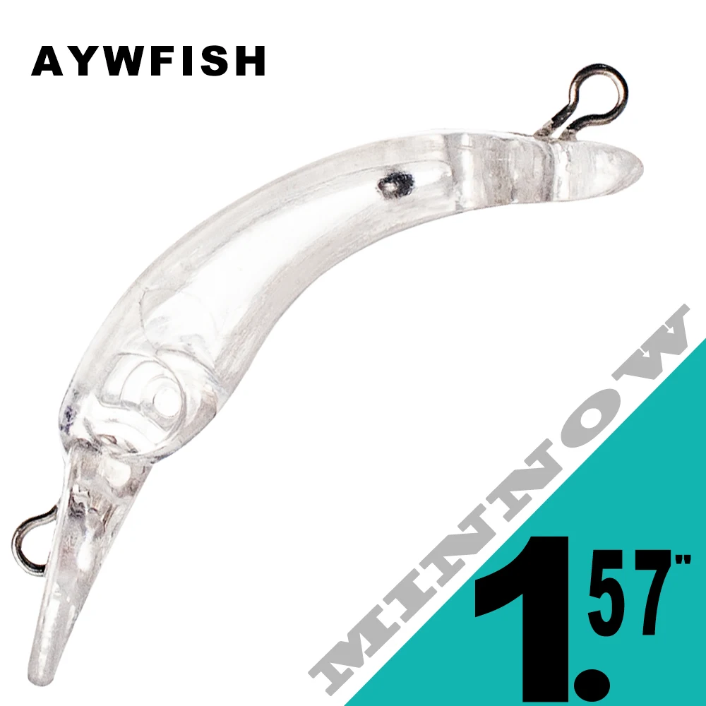 AYWFISH DIY Floating Small Crankbait Blanks Bass Perch Baby Tackle 4CM 1.1G Unpainted Minnow Fishing Lure Wobblers 100PCS