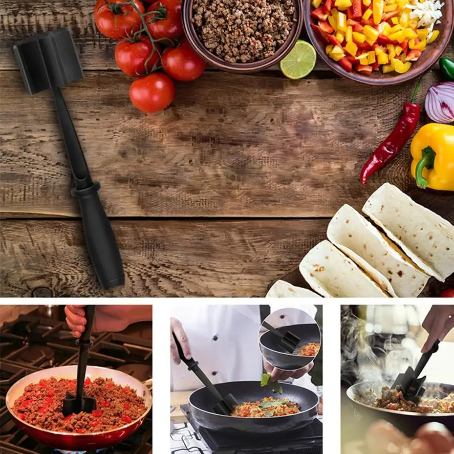 1 Pcs Kitchen Meat Chopper Ground Beef Masher Mixing Grinding And Pounding Spatula Meat Scraper For Mincing Meat Kitchen Tools