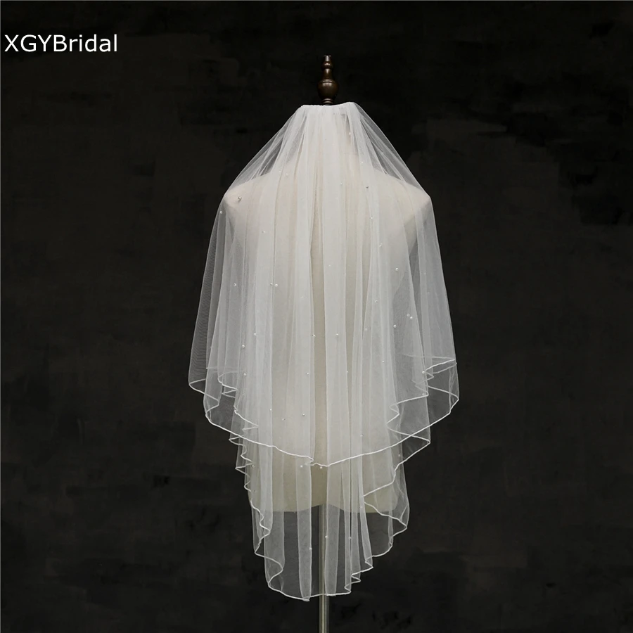 Wholesale White Ivory Wedding veils Beaded Crystal Bridal veils Wedding accessories vestidos de novia Una pieza welon ślubny