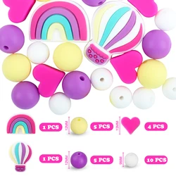 Silicone dentição contas set, forma de coelho dos desenhos animados, bpa livre, chupeta cadeia clipes, brinquedo recém-nascido, acessórios diy