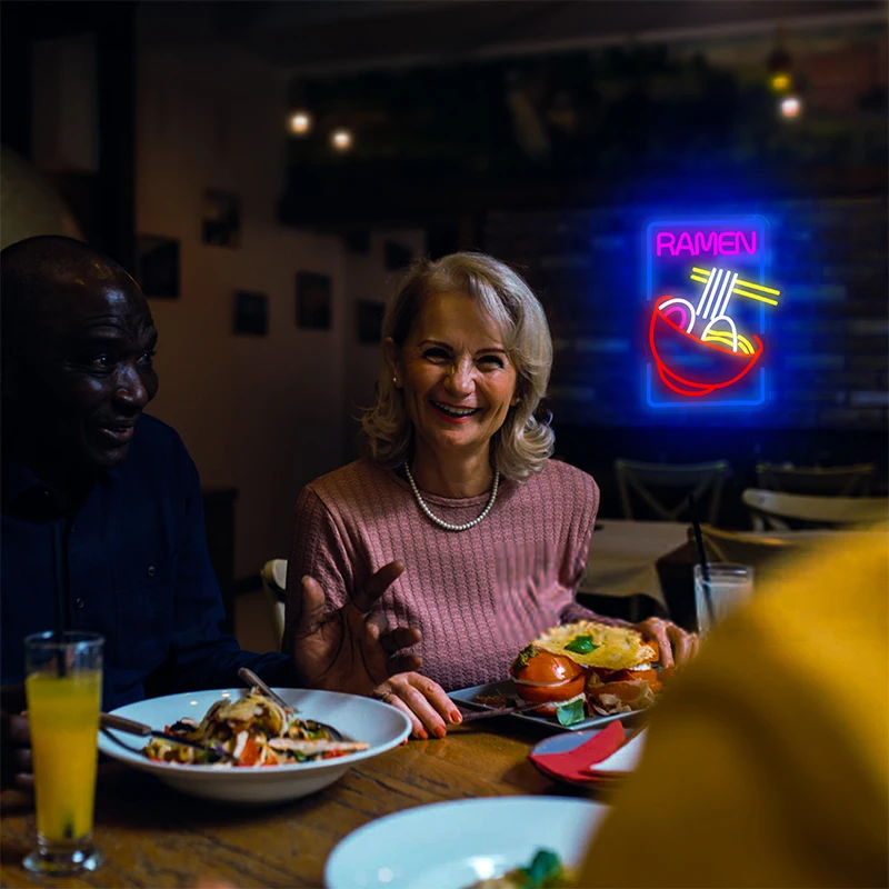 علامة رامين نيون لديكور الحائط، علامة إضاءة LED لمطعم قاعة الطعام والمطبخ، بار المنزل لهدايا عيد الميلاد وأعياد الميلاد