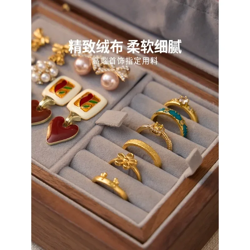 Solid wood jewelry storage box New Chinese high-end gold jewelry box