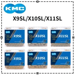 KMC X9SL/X10SL/X11SL Bike Chain Silver Gold  9/10/11 Speed MTB/Road Bike Chain 9v 10v 11v Speed with Quick-Link for Bike Chain