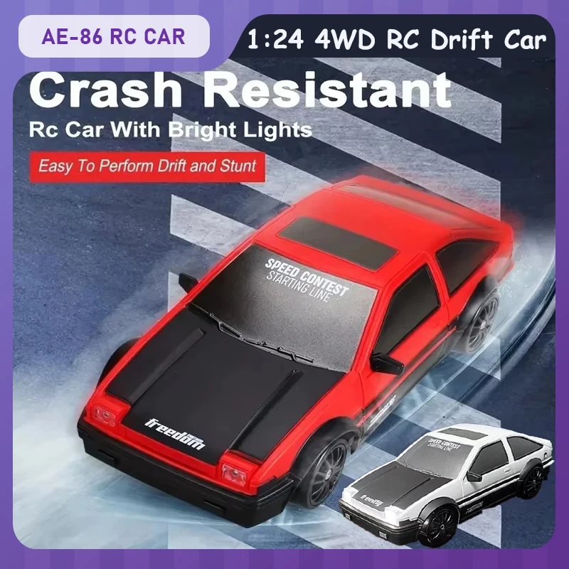 

AE86 RC Car 1:24 4WD Electric High Speed RC Drift Stunt Car 2.4G RC Simulation Sports Car Model with Flap LED Light Kid Toy Gift