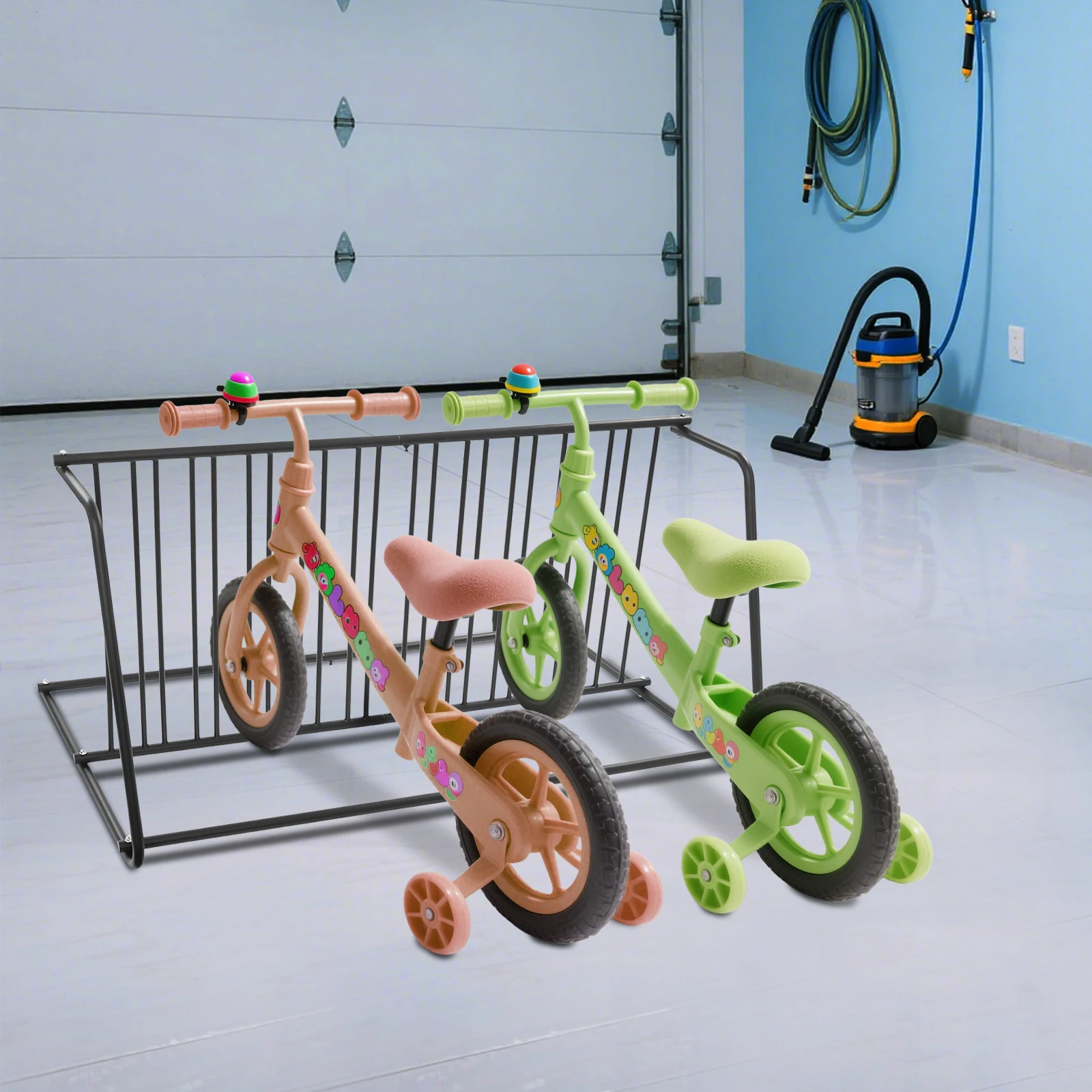 

Floor Bike Rack Stand,10-Bike Capacity,Steel,Black/white,worry-free parking bicycles, Dual Sided Bicycle Storage Stand