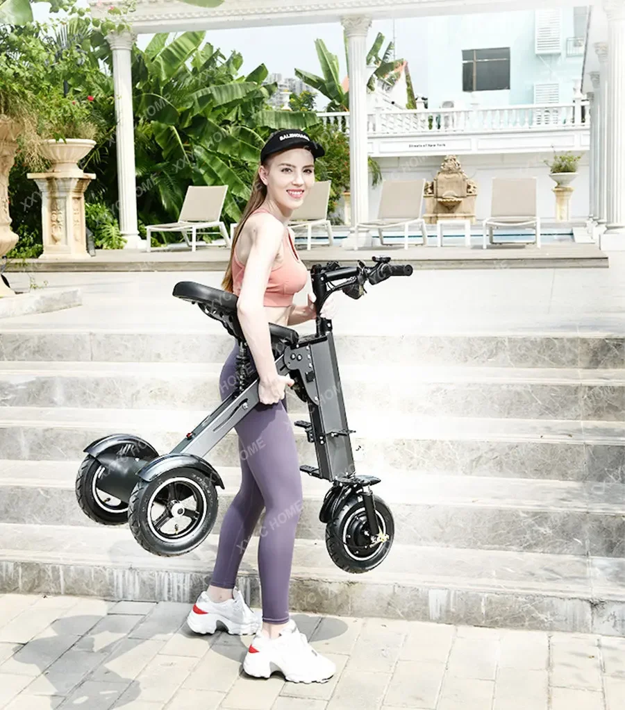 

Parent-Child Double Folding Electric Car Ultra-Light Portable Men and Women Small Lightweight with Children Three Wheels