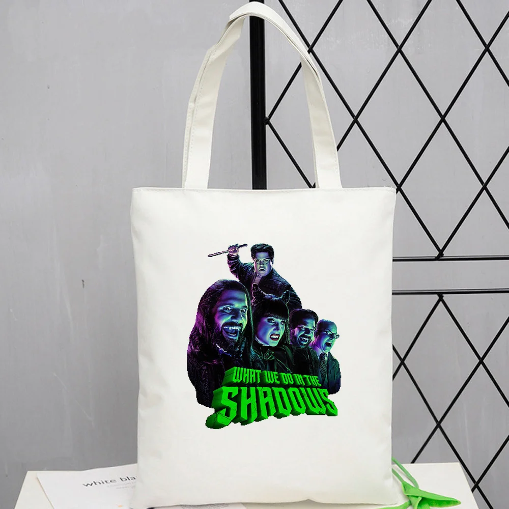 what we do in the shadows shopping bag recycle bag grocery jute bag shopper canvas handbag bag reciclaje foldable bolsas