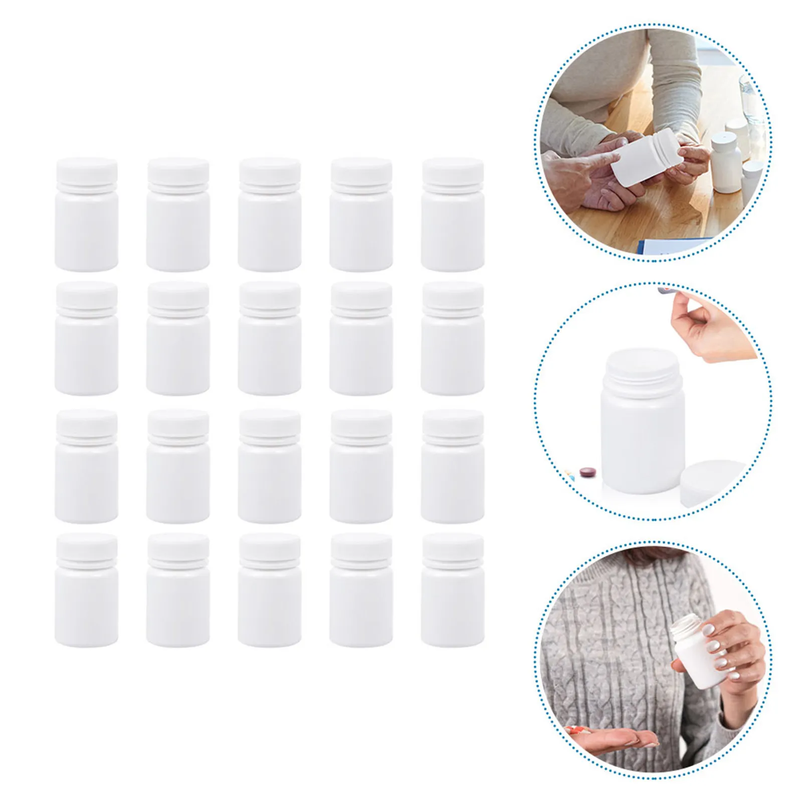 

30Pcs Capsule Medicine Bottles Moistproof Plastic Round Pill Containers Portable Sub Bottles Vitamin Pill Storage Organizer