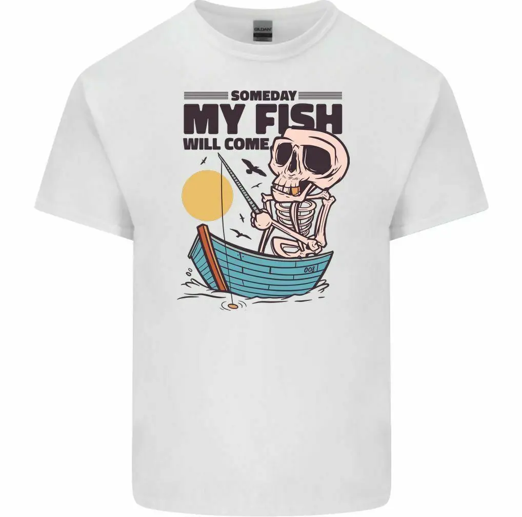 Fishing Skull Someday My Fish Will Come Mens Funny T-Shirt Fisherman