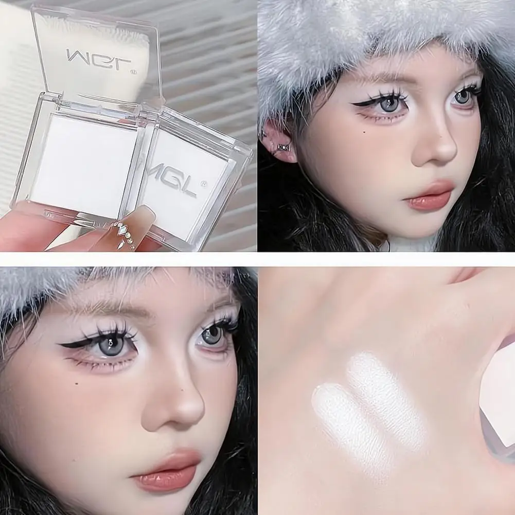 Matte Highlighter Powder Eyeshadow Palette White Long Lasting Natural 3D Brightening Eye Makeup Palette Brighten Face High Gloss