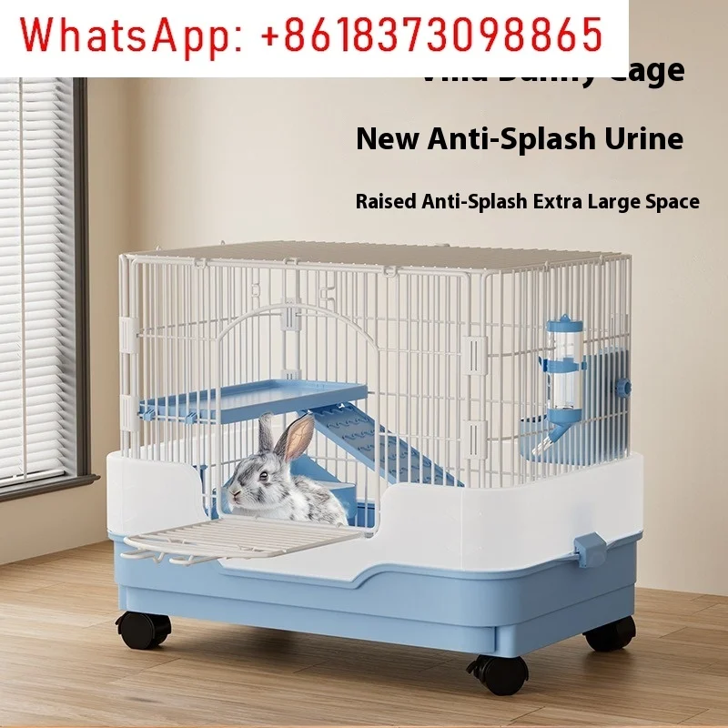 Large Villa-Style Indoor Rabbit Cage Anti-Spray Pet House for Dwarf Rabbits Guinea Pigs Chinchillas - Spacious And Comfortable