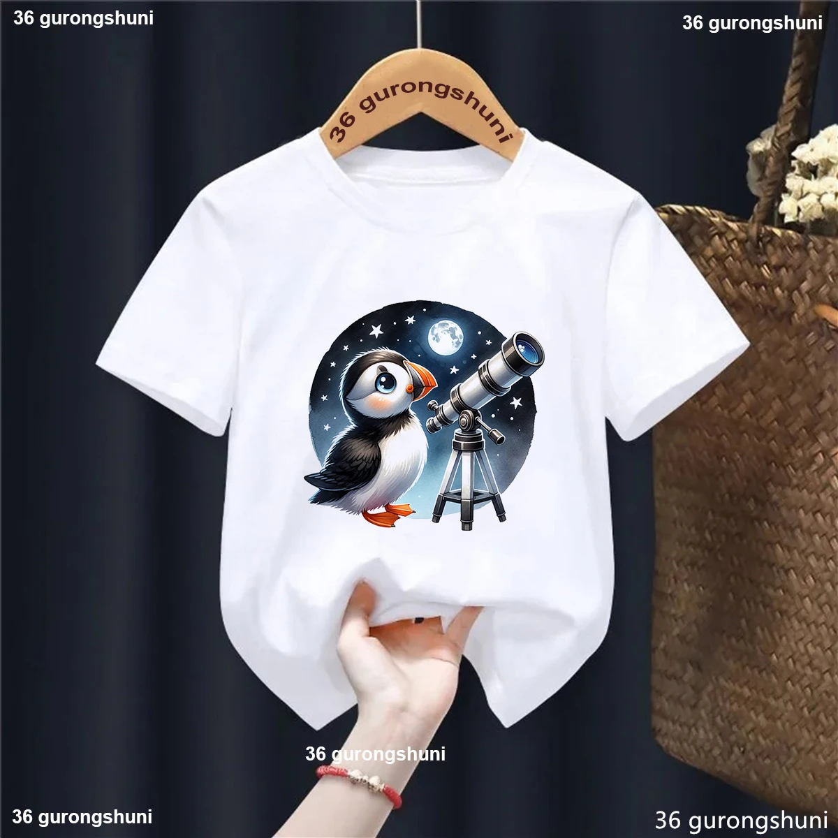 Funny Kids Clothes Rainbow Penguin Photo Shoot Animal Printed T Shirt Girls/Boys Harajuku Kawaii Children'S Clothing T-Shirt